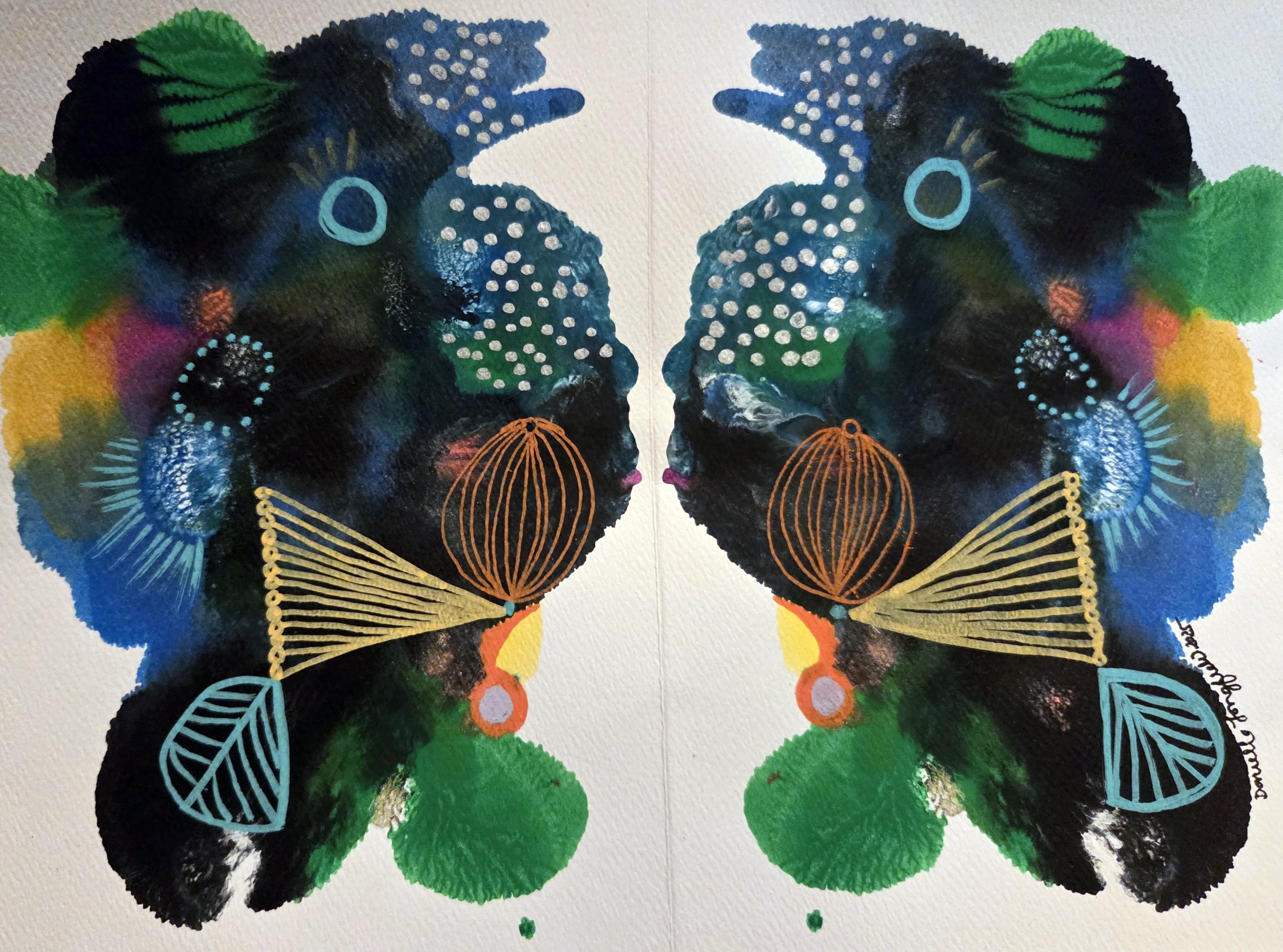 Bright paper lantern with a landscape on it